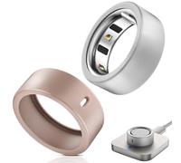 Hexasider 2 Pack Ring Cover Compatible with Oura Ring 4/Oura Ring Gen3, Soft Silicone Anti-Scratch Case for Oura Ring Protector for Women Men (Silver+RoseGold, M for 8/9/10/11)