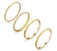 Hexasider 4 Pack 14K Gold Plated Ring Stack for Oura Ring Gen 4/4 Ceramic/Gen 3, Cubic Zirconia Simulated Diamond Oura Stackable Rings for Women