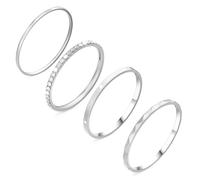 Hexasider 4 Pack 14K Gold Plated Ring Stack for Oura Ring Gen 4/4 Ceramic/Gen 3, Cubic Zirconia Simulated Diamond Oura Stackable Rings for Women
