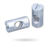 HEXATON Symmetric Cross Dowel Barrel Nuts M6 x 10 x 22 mm - 50 Pieces - White Zinc-Plated Steel