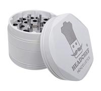 Hexcellence Silk Touch Ceramic Coated Metal Herb Grinder with Sifter - 4 Piece, 55mm White