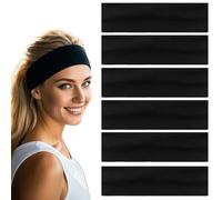 Hexchasty 6PCS Headbands for Women Thick Cute Fashion Fabric Stretchy Soft Headbands Running Headband Yoga Sports Elastic Cloth Head Bands Hairbands for Women's Hair Accessories Black