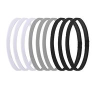 Hexchasty 9pcs Elastic Thin Headbands for Women Stretchy Skinny Headbands Sports Athletic Hair Bands for Women Men Girls Boys Teen Black for Women Men Girls Boys Teen Black White Gray