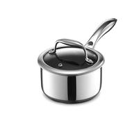HexClad Hybrid Nonstick 1-Litre Saucepan with Tempered Glass Lid, Stay-Cool Handle, Dishwasher Safe, Induction Ready, Compatible with All Cooktops