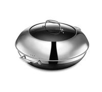 HexClad 35 cm Hybrid Stainless Steel Wok Pan with Stay-Cool Handles, Oven Safe, Works with Induction, Ceramic, Non-Stick, Electric, and Gas Cooktops