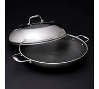 HexClad 35cm HexClad Hybrid Pan with Lid | Stainless Steel and Non-Stick | Stay Cool Handles, Dishwasher and Oven Safe, Lifetime Warranty