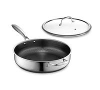 HexClad 4.3 L Hybrid Nonstick Deep Sauté Frying Pan & Lid, Induction Ready