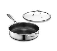 HexClad Hybrid Nonstick 3-Litre Saucepan with Tempered Glass Lid, Stay-Cool Handle, Dishwasher-Friendly, Oven-Safe Up to 480°C, Induction Ready, Compatible with All Cooktops