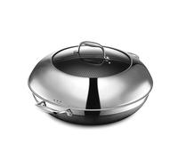 HexClad 35 cm Hybrid Stainless Steel Wok Pan with Stay-Cool Handles, Oven Safe, Works with Induction, Ceramic, Non-Stick, Electric, and Gas Cooktops