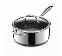 HexClad Hybrid Nonstick 4.7-Litre Saucepan with Tempered Glass Lid, Stay-Cool Handle, Dishwasher Safe, Induction Ready, Compatible with All Cooktops