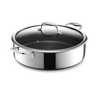 HexClad Hybrid Nonstick Sauté Pan and Lid, Chicken Fryer, 6.6 Litre, Oven-Safe, Compatible with All Cooktops