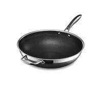 HexClad Hybrid Nonstick Wok, 30 cm, Stay-Cool Handle, Dishwasher Safe, Induction Ready, Compatible with All Cooktops
