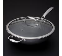 HexClad Hybrid Wok, 30cm with Lid | Stainless Steel and Non-Stick | Stay Cool Handles, Dishwasher and Oven Safe, Lifetime Warranty