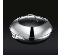 HexClad Hybrid Wok with Lid, 35cm | Stainless Steel and Non-Stick | Stay Cool Handles, Dishwasher and Oven Safe, Lifetime Warranty