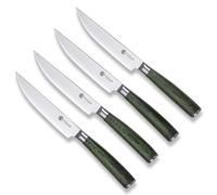 HexClad Steak Knife Set, 4-Pieces Damascus Stainless Steel Blades, Full Tang Construction, Pakkawood Handles