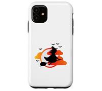 Hexe auf Besen vor Sonnenuntergang mit Fledermäusen Case for iPhone 11