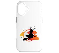 Hexe auf Besen vor Sonnenuntergang mit Fledermäusen Case for iPhone 16