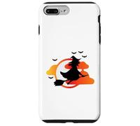 Hexe auf Besen vor Sonnenuntergang mit Fledermäusen Case for iPhone 7 Plus/8 Plus