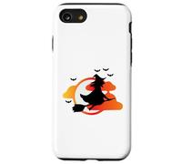 Hexe auf Besen vor Sonnenuntergang mit Fledermäusen Case for iPhone SE (2020) / 7/8