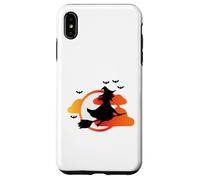 Hexe auf Besen vor Sonnenuntergang mit Fledermäusen Case for iPhone XS Max