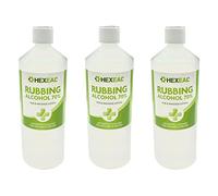 Hexeal 70% Rubbing Alcohol 3L - 3 x 1L Bottle of Lab Grade Isopropyl Alcohol 70% / Isopropanol - Cleaning Fluid, Disinfectant & Solvent for Paint Thinning - Degreaser & Sanitiser