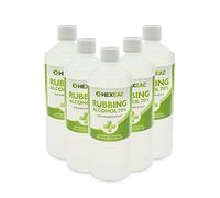Hexeal 70% Rubbing Alcohol 5L - 5 x 1L Bottle of Lab Grade Isopropyl Alcohol 70% / Isopropanol - Cleaning Fluid, Disinfectant & Solvent for Paint Thinning - Degreaser & Sanitiser