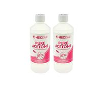 Hexeal 99.5% Acetone 2 x 500ml - For Gel, Nail Polish & Acrylic Removal