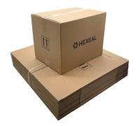 Hexeal Cardboard Boxes - 36.4cm x 27cm x 28.4cm 20 Pack of Strong Reusable Cardboard Boxes for Storage, Moving & Packaging - Flat Packed & Easy to Stack