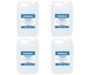 Hexeal Deionised Water 20L - 4 x 5L of Deionised Water for Steam Irons, Car Batteries, Windscreen Fluid & Antifreeze - Demineralised Water, Reduces Limescale Deposits & Water Stains - For Lab Use