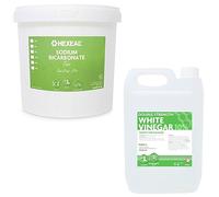 Hexeal Double Strength White Vinegar 5L and Sodium Bicarbonate 5kg Bucket | Grease remover and Surface cleaner