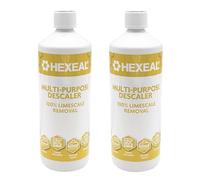 Hexeal Multipurpose Descaler 2L - 2 x 1L Bottles of Descaler for Kettles, Coffee Machines, Irons & Shower Heads - Fast Acting 100% Limescale Removal for Home Appliances