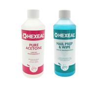 Hexeal Nail Prep & Wipe 500ml & Acetone 500ml - Professional & Home Nail Care Set for Cleaning, Prep & Gel, Acrylic or Polish Removal