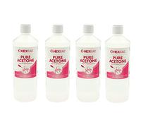 Hexeal Pure Acetone 4L - 4 x 1L Bottles of 99.5% High Strength Acetone for Nail Polish & Nail Varnish Removal - Professional Quality Gel Polish & Acrylic Soak Off & Removal