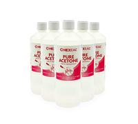 Hexeal Pure Acetone 5L - 5 x 1L Bottles of 99.5% High Strength Acetone for Nail Polish & Nail Varnish Removal - Professional Quality Gel Polish & Acrylic Soak Off & Removal