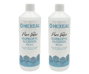 Hexeal Pure Value 99.9% Isopropyl Alcohol 2L - Sanitising & Cleaning | 2 x 1L - Removes Grime from Phones and Electronics, Powerful Degreaser and Cleaning Fluid