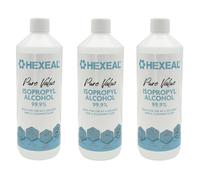 Hexeal Pure Value 99.9% Isopropyl Alcohol 3L - Sanitising & Cleaning | 3 x 1L - Removes Grime from Phones and Electronics, Powerful Degreaser and Cleaning Fluid