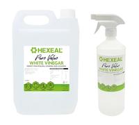 Hexeal Pure Value White Vinegar 5L & 1L Spray - Cooking & Cleaning | 6L - For Pickling & Baking. Cleans Surfaces, Deodorises & Removes Grime