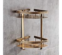 HEXEH Bathroom Shelf Corner Shower Caddy Floating Shelves Antique Metal Layer Triangle Organizer Shelf Wall Mounted Toilet Shampoo Towel Storage Holder Draining Rack Extremely Durable/Sjl-6601A-2-I