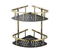 HEXEH Corner Shower Caddy Bathroom Shelfs Floating Shelves Wall Mounted Brass for Cosmetics Shampoo Towel Organizer Shelf Draining Rack Wall Mounted Bathroom Shelf for Storage Extremely Durable/Black