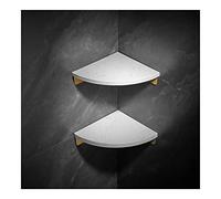 HEXEH Corner Shower Caddy Bathroom Shelfs Floating Shelves White Marble Aluminum Brass Stone Holder Washroom Wall Shampoo Shower Gel Storage Rack Kitchen Shelves Spice Rack/Double Level a