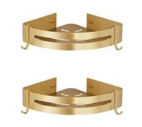 HEXEH Corner Shower Caddy Bathroom Shelfs Wall Mounted Brushed Gold Aluminum Shower Gel Shampoo Organizer Shelf Draining Rack Kitchen Shelves Seasoning Bottles Holde Storage Rack/Corner Shelf 2