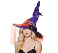 Hexenhut - Spitz zulaufende Spitze, Fingerknochen-Design, Gothic-Halloween-Cosplay-Requisite | Eleganter Spider Hexenhut für Erwachsene, Party Accessory for Maskenbälle, Abschlussbälle, Feiertage und