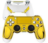 HEXGAMING NEW EDGE Wireless Controller Compatible with ps4-4 Back Buttons, 6 Profiles, Hair Triggers, Swappable Thumbsticks - Chrome Gold