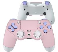 HEXGAMING NEW SPIKE 2 Back Buttons & Interchangeable Thumbsticks & Triggers Stop Compatible with ps4 Pro Controller with Paddles - Pink Violet White