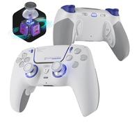 HEXGAMING PHANTOM Pro Controller with 4 Remappable Buttons, 6 Remapping Profiles, 8 Interchangeable Analog Stick, and Adjustable Triggers Compatible with ps5, PC, Mobile - Hall Effect Vision White