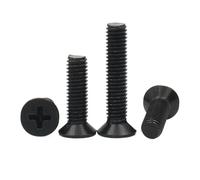 HEXHUASR 10pcs Mini Small Black Carbon Steel M1 M1.2 M1.4 M1.6 M1.7 M2 M2.5 M3 M3.5 M4 M5 Flat Countersunk Head Screw Bolt(,M1.2 (10pcs))