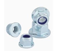 HEXHUASR 2-10PCS Flange Nylon Lock nut M3 M4 M5 M6 M8 M10 M12 stainless steel and steel with black white zinc insert Lock Nuts(White zinc,M12 2pcs)
