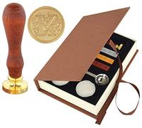 Hexint Initials Letter Wax Seal Stamp Kit Retro Classical Sealing Wax Stamp Set with 3pcs Sealing Wax Sticks and 1pc Melting Spoon and 2pcs White Candles (Letter K)