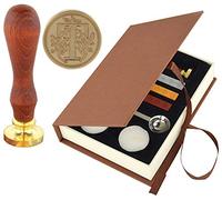 Hexint Initials Letter Wax Seal Stamp Kit Retro Classical Sealing Wax Stamp Set with 3pcs Sealing Wax Sticks and 1pc Melting Spoon and 2pcs White Candles (Letter T)