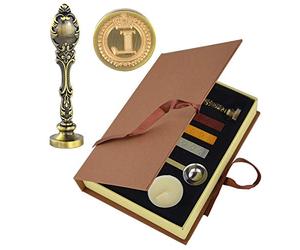 Hexint Vintage Initials Letter Wax Seal Stamp Kit，Retro Classical Sealing Wax Stamp with Metal Handle Gift Box Set Bronze Color(Letter L)